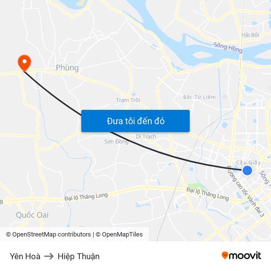 Yên Hoà to Hiệp Thuận map