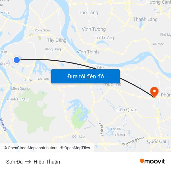 Sơn Đà to Hiệp Thuận map