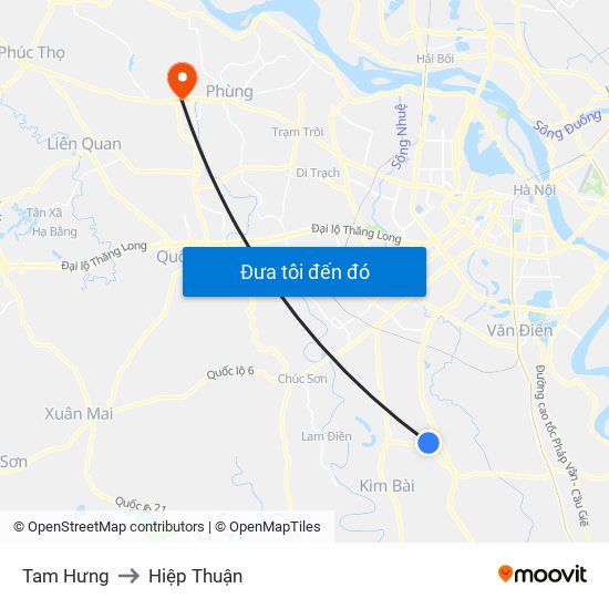 Tam Hưng to Hiệp Thuận map