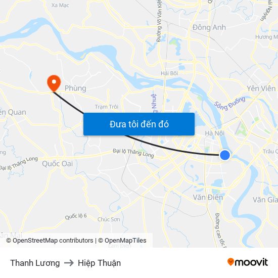 Thanh Lương to Hiệp Thuận map