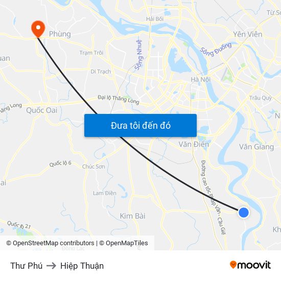 Thư Phú to Hiệp Thuận map