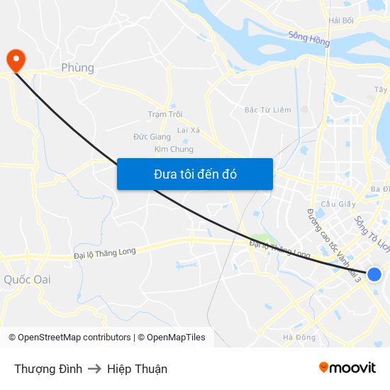 Thượng Đình to Hiệp Thuận map