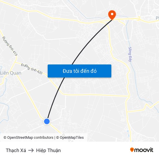 Thạch Xá to Hiệp Thuận map