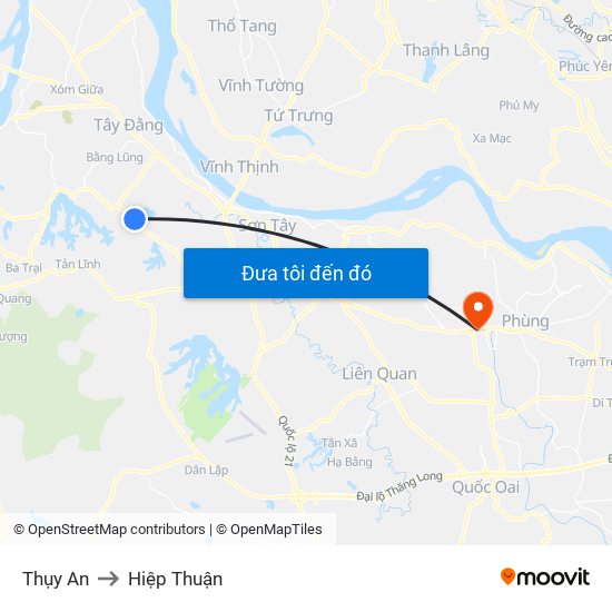Thụy An to Hiệp Thuận map