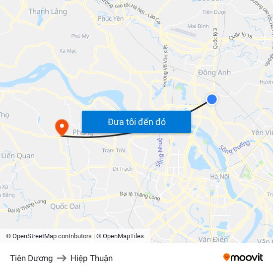 Tiên Dương to Hiệp Thuận map