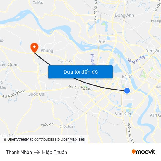 Thanh Nhàn to Hiệp Thuận map