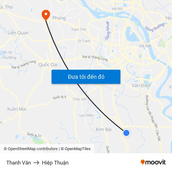 Thanh Văn to Hiệp Thuận map