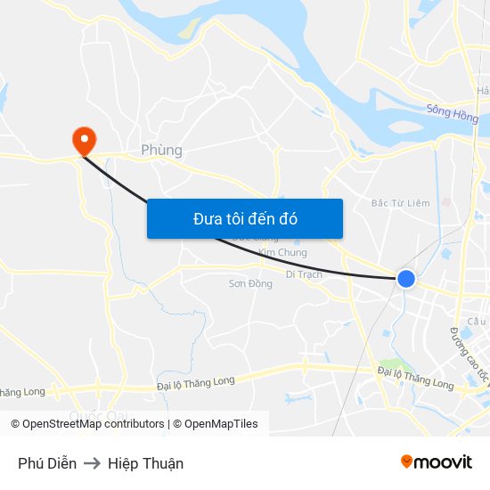 Phú Diễn to Hiệp Thuận map