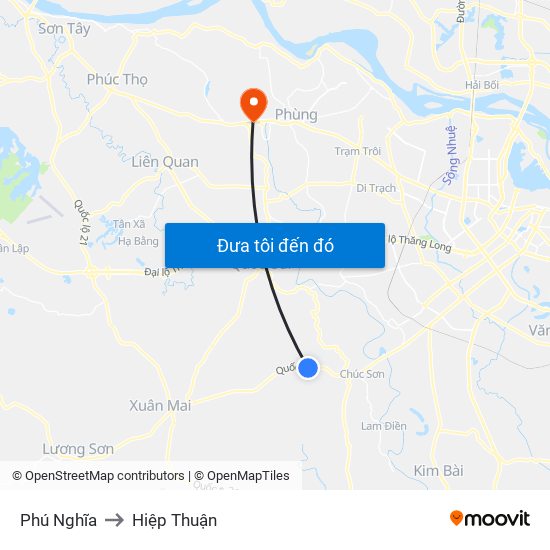 Phú Nghĩa to Hiệp Thuận map