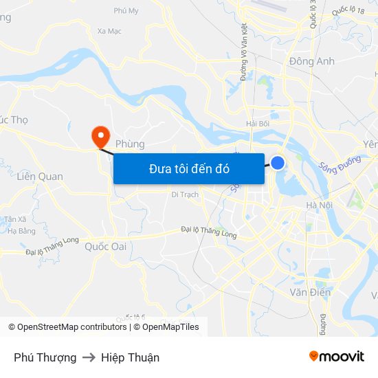 Phú Thượng to Hiệp Thuận map