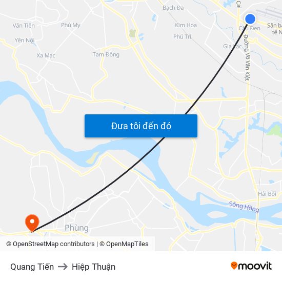 Quang Tiến to Hiệp Thuận map