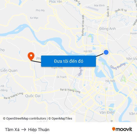 Tầm Xá to Hiệp Thuận map
