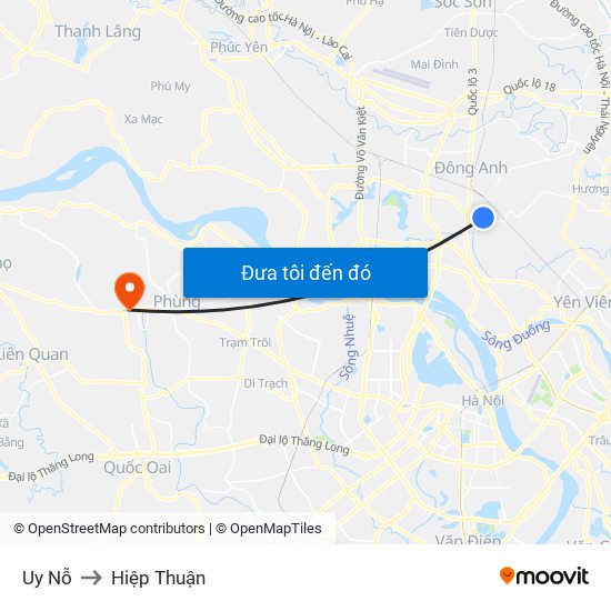 Uy Nỗ to Hiệp Thuận map