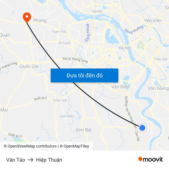 Vân Tảo to Hiệp Thuận map
