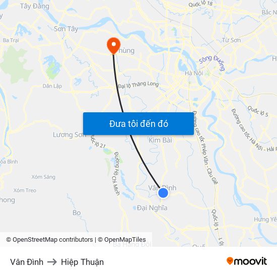 Vân Đình to Hiệp Thuận map