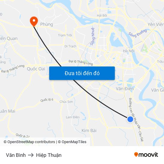 Văn Bình to Hiệp Thuận map