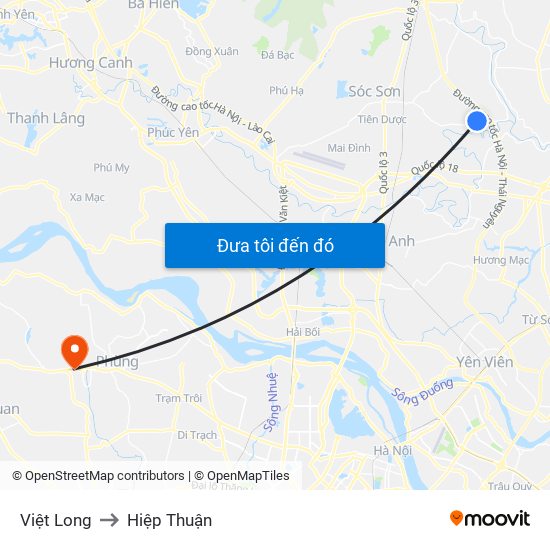 Việt Long to Hiệp Thuận map