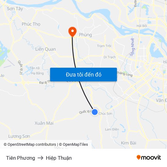 Tiên Phương to Hiệp Thuận map