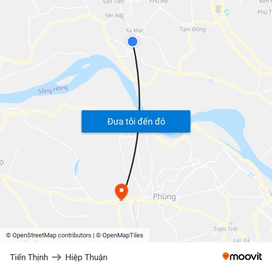 Tiến Thịnh to Hiệp Thuận map