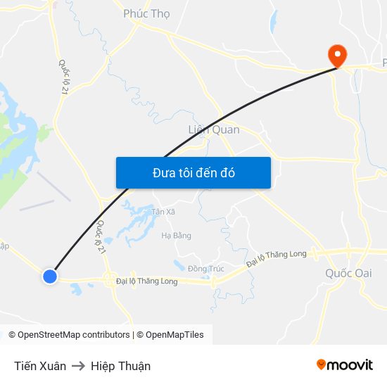 Tiến Xuân to Hiệp Thuận map