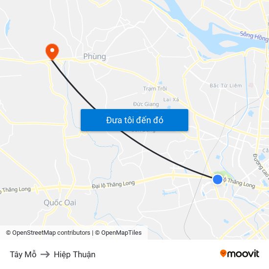 Tây Mỗ to Hiệp Thuận map