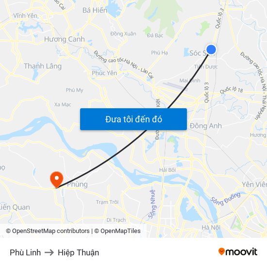 Phù Linh to Hiệp Thuận map