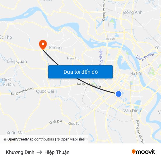 Khương Đình to Hiệp Thuận map