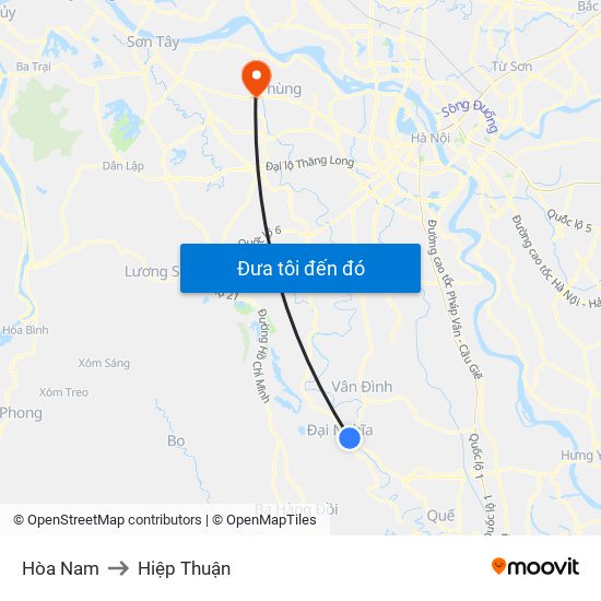 Hòa Nam to Hiệp Thuận map