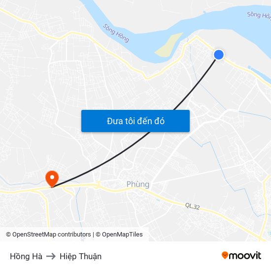 Hồng Hà to Hiệp Thuận map