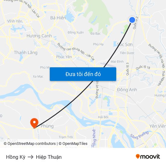 Hồng Kỳ to Hiệp Thuận map