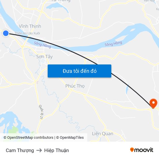 Cam Thượng to Hiệp Thuận map