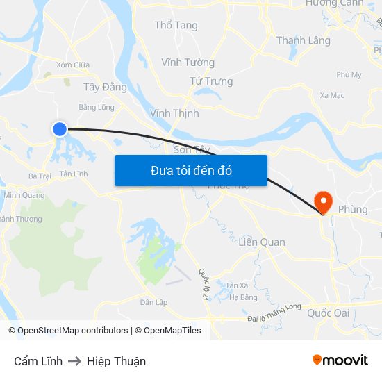 Cẩm Lĩnh to Hiệp Thuận map