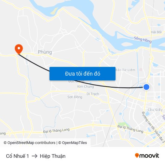 Cổ Nhuế 1 to Hiệp Thuận map