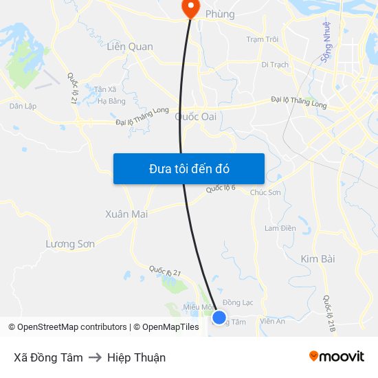 Xã Đồng Tâm to Hiệp Thuận map