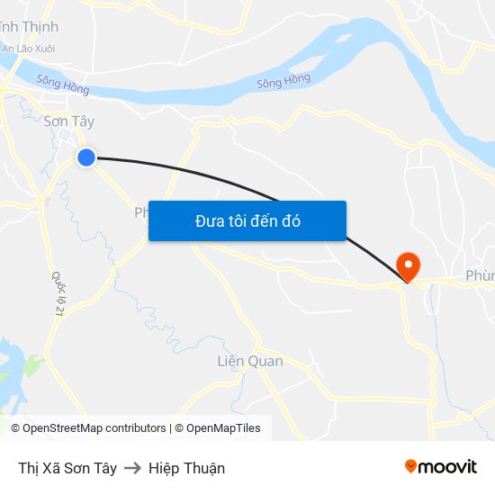 Thị Xã Sơn Tây to Hiệp Thuận map