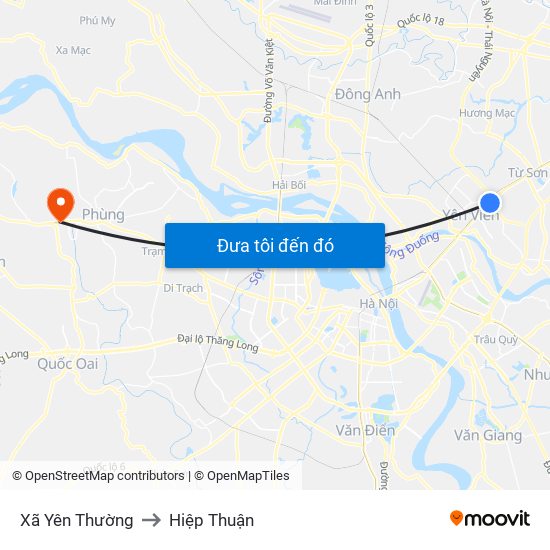 Xã Yên Thường to Hiệp Thuận map