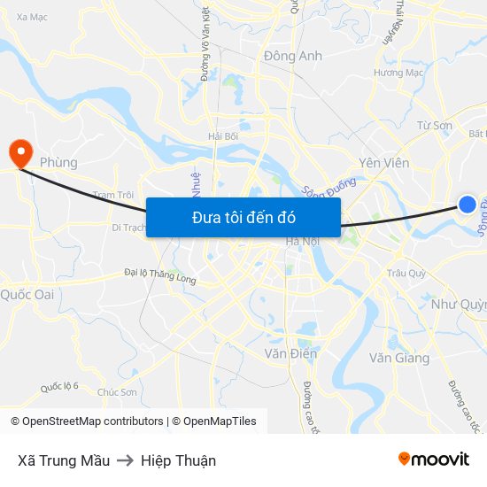 Xã Trung Mầu to Hiệp Thuận map