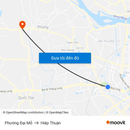 Phường Đại Mỗ to Hiệp Thuận map