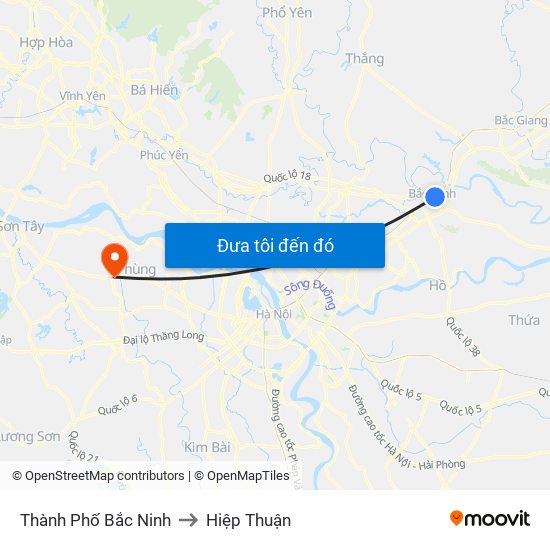 Thành Phố Bắc Ninh to Hiệp Thuận map