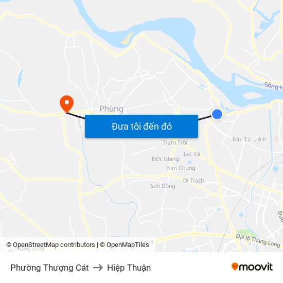 Phường Thượng Cát to Hiệp Thuận map