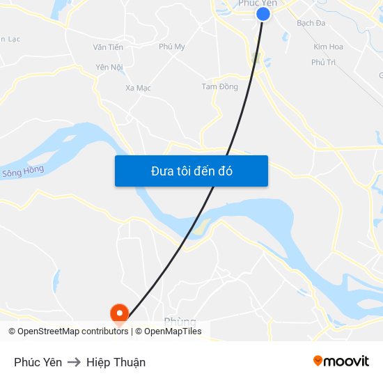 Phúc Yên to Hiệp Thuận map