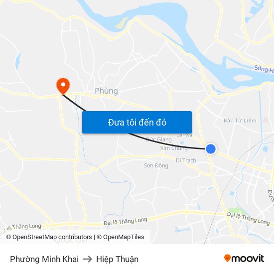 Phường Minh Khai to Hiệp Thuận map