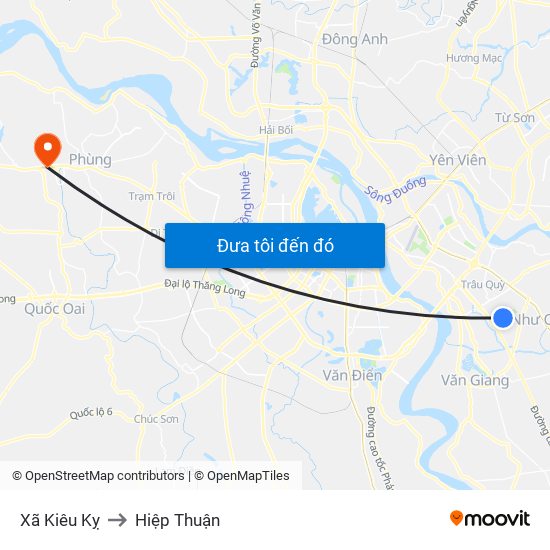 Xã Kiêu Kỵ to Hiệp Thuận map