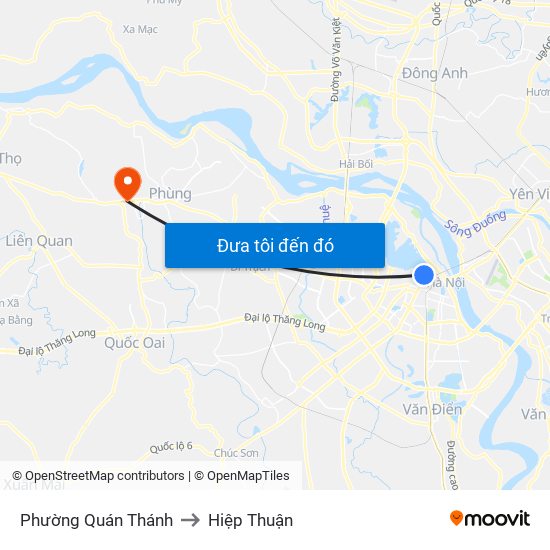 Phường Quán Thánh to Hiệp Thuận map