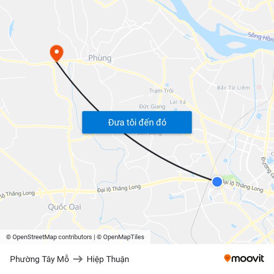 Phường Tây Mỗ to Hiệp Thuận map