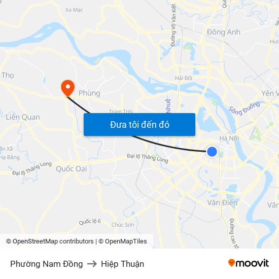 Phường Nam Đồng to Hiệp Thuận map