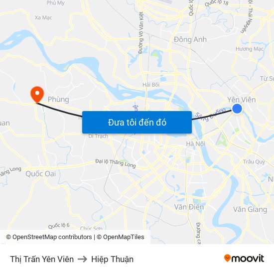 Thị Trấn Yên Viên to Hiệp Thuận map