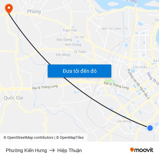 Phường Kiến Hưng to Hiệp Thuận map