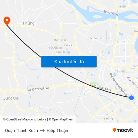 Quận Thanh Xuân to Hiệp Thuận map