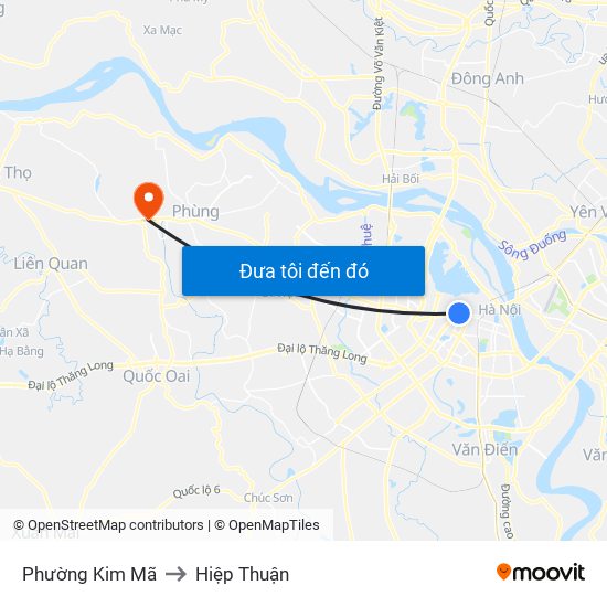 Phường Kim Mã to Hiệp Thuận map